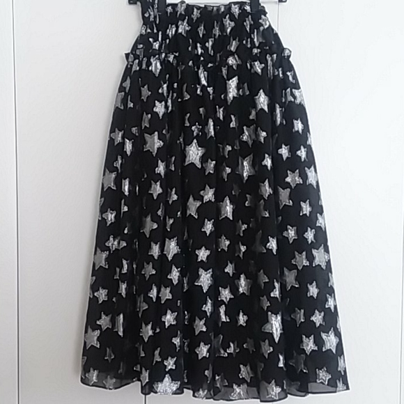 Halogen × Atlantic-Pacific Black & Silver Starlight A-Line Skirt Size Medium NWT - Picture 2 of 15